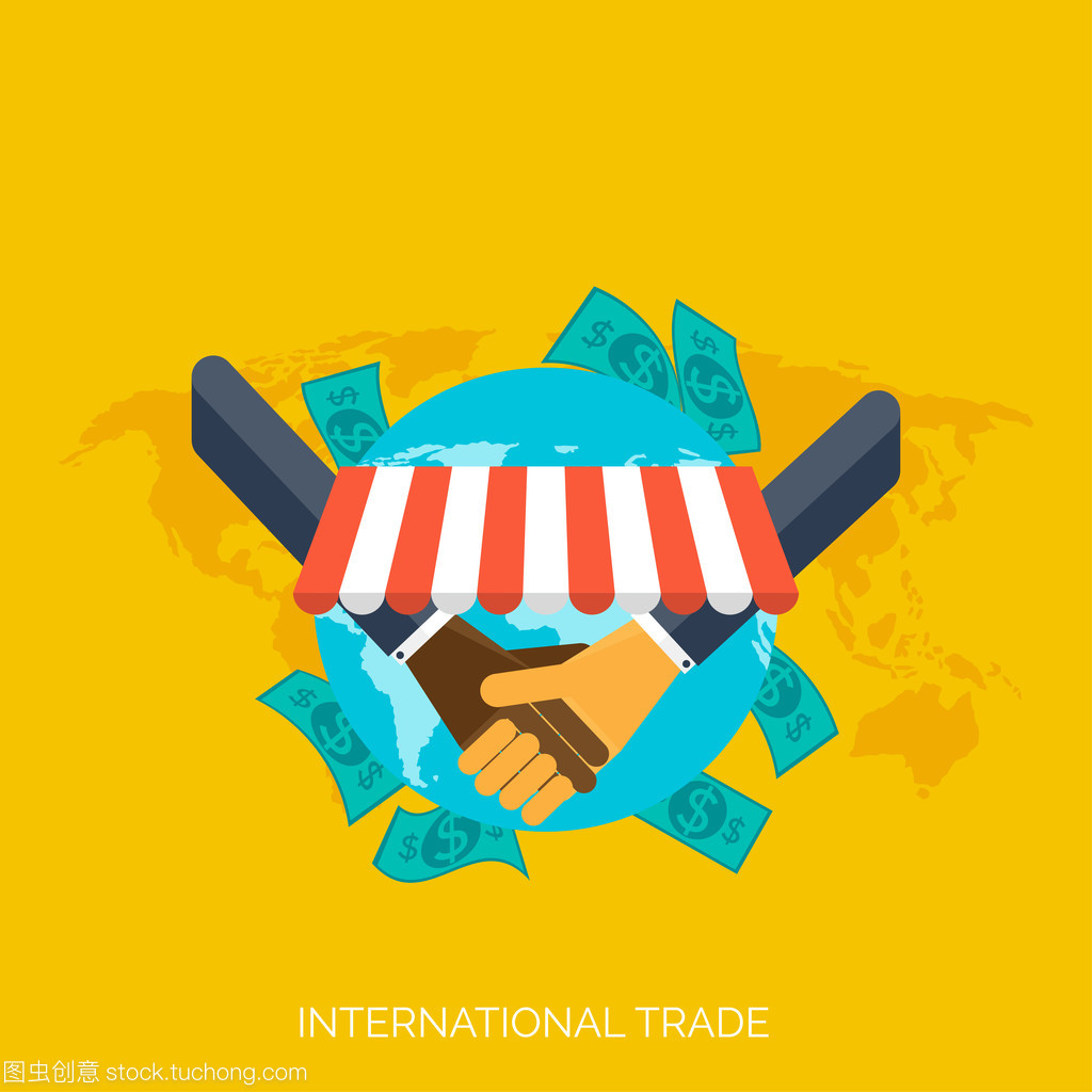 平的手。全球國際貿易概念背景。業務和賺錢